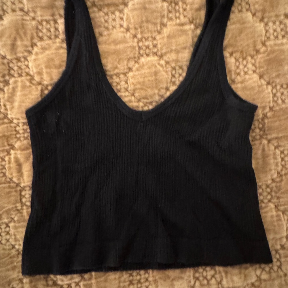 Free People Black Ribbed Tank Bralette
